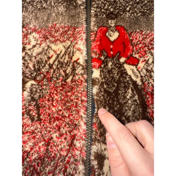 Vtg 90s Outback Trading Company Size Large Fleece Vest Equestrian Horse Fox Hunt - Picture 7 of 7